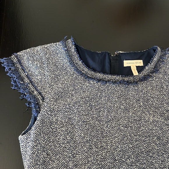 Rebecca Taylor Indigo Tweed Dress, navy blue and white boucle, size 4 - Picture 11 of 16